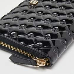 Pre Owned Fendi Black Patent Leather Fendilicious Zip Around Wallet