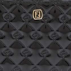 Pre Owned Fendi Black Patent Leather Fendilicious Zip Around Wallet