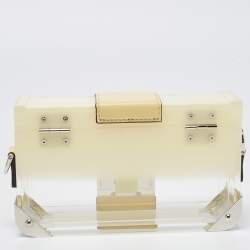 Pre Owned Fendi Yellow/Clear Plexiglass and Leather Mini Trunk Baguette