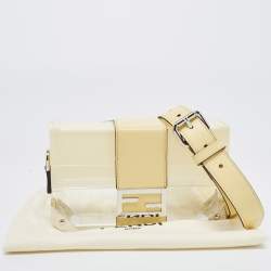 Pre Owned Fendi Yellow/Clear Plexiglass and Leather Mini Trunk Baguette