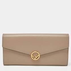 Fendi Taupe Leather F is Fendi Continental Wallet