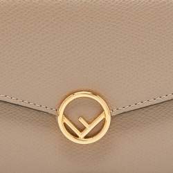 Fendi Taupe Leather F is Fendi Continental Wallet