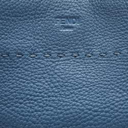 Pre Owned Fendi Light Blue/Black Leather Anna Bag