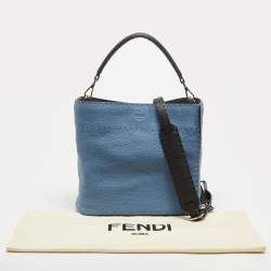 Pre Owned Fendi Light Blue/Black Leather Anna Bag