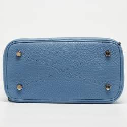 Pre Owned Fendi Light Blue/Black Leather Anna Bag