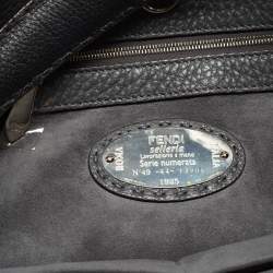 Pre Owned Fendi Light Blue/Black Leather Anna Bag