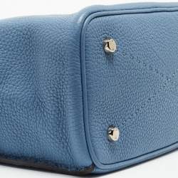 Pre Owned Fendi Light Blue/Black Leather Anna Bag