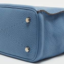 Pre Owned Fendi Light Blue/Black Leather Anna Bag