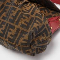 Fendi Tobacco/Red Zucca Canvas and Leather Chef Shoulder Bag