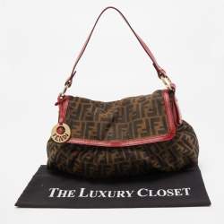 Fendi Tobacco/Red Zucca Canvas and Leather Chef Shoulder Bag