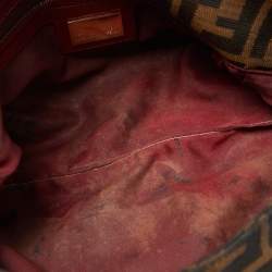 Fendi Tobacco/Red Zucca Canvas and Leather Chef Shoulder Bag