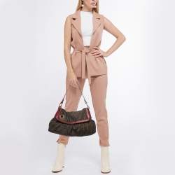 Fendi Tobacco/Red Zucca Canvas and Leather Chef Shoulder Bag