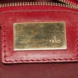 Fendi Tobacco/Red Zucca Canvas and Leather Chef Shoulder Bag