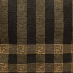 Pre Owned Fendi Black/Tobacco Jacquard Pequin Canvas Large Sunshine Shopper Tote