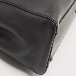 Pre Owned Fendi Black Leather and Leopard Print Calf Hair Interior Medium Peekaboo Top Handle Bag