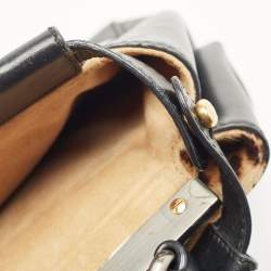 Pre Owned Fendi Black Leather and Leopard Print Calf Hair Interior Medium Peekaboo Top Handle Bag