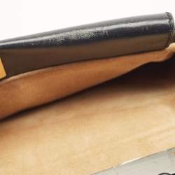 Pre Owned Fendi Black Leather and Leopard Print Calf Hair Interior Medium Peekaboo Top Handle Bag