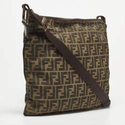 Pre Owned Fendi Tobacco Zucca Canvas and Leather Messenger Bag