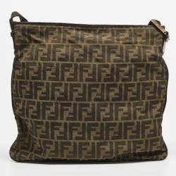 Pre Owned Fendi Tobacco Zucca Canvas and Leather Messenger Bag