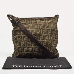 Pre Owned Fendi Tobacco Zucca Canvas and Leather Messenger Bag