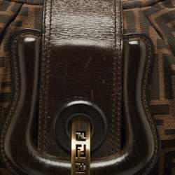 Fendi Dark Brown/Tobacco Zucca Canvas and Leather B Hobo