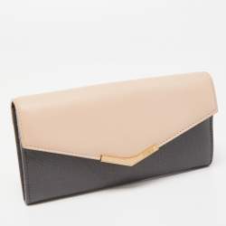 Pre Owned Fendi Grey/Pink Leather 2jours Envelope Continental Wallet