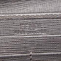 Pre Owned Fendi Grey/Pink Leather 2jours Envelope Continental Wallet