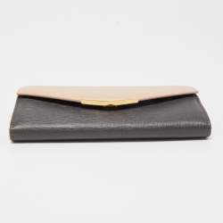 Pre Owned Fendi Grey/Pink Leather 2jours Envelope Continental Wallet