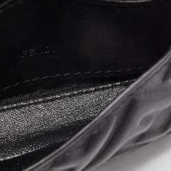 Fendi Black FF Embossed Leather Nano Baguette Charm Bag