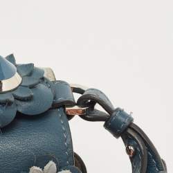 Fendi Blue Leather Micro Flowerland Double Baguette Bag