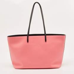 Pre Owned Fendi Black/Pink Leather Medium Monster Roll Tote