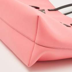 Pre Owned Fendi Black/Pink Leather Medium Monster Roll Tote