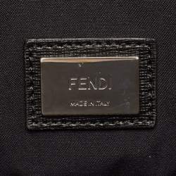 Pre Owned Fendi Black/Pink Leather Medium Monster Roll Tote
