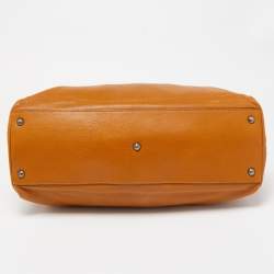 Pre Owned Fendi Tan Leather Large Peekaboo Top Handle Bag
