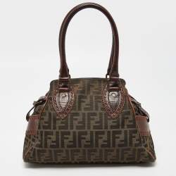 Pre Owned Fendi Tobacco Zucca Canvas and Leather Small Chef De Jour Bag