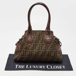 Pre Owned Fendi Tobacco Zucca Canvas and Leather Small Chef De Jour Bag
