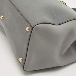 Pre Owned حقيبة فندي 2 جور متوسطة جلد سوداء