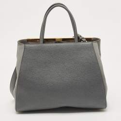 Pre Owned حقيبة فندي 2 جور متوسطة جلد سوداء