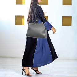 Pre Owned حقيبة فندي 2 جور متوسطة جلد سوداء