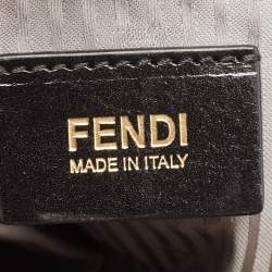 Pre Owned حقيبة فندي 2 جور متوسطة جلد سوداء