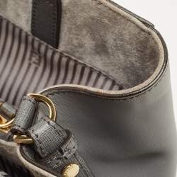 Pre Owned حقيبة فندي 2 جور متوسطة جلد سوداء