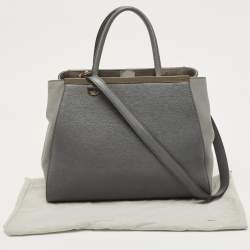 Pre Owned حقيبة فندي 2 جور متوسطة جلد سوداء