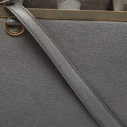 Pre Owned حقيبة فندي 2 جور متوسطة جلد سوداء