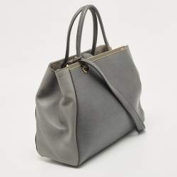 Pre Owned حقيبة فندي 2 جور متوسطة جلد سوداء