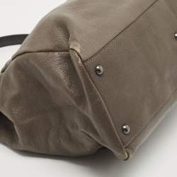 Pre Owned Fendi Dark Grey Leather Large Peekaboo Top Handle Bag