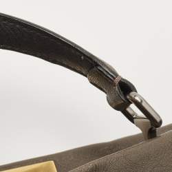 Pre Owned Fendi Dark Grey Leather Large Peekaboo Top Handle Bag