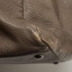 Pre Owned Fendi Dark Grey Leather Large Peekaboo Top Handle Bag