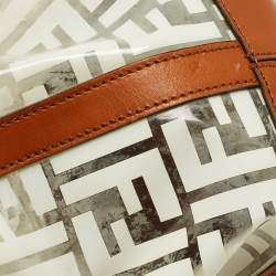 Pre Owned Fendi Brown/White Zucca Print PVC and Leather Mon Tresor Bucket Bag
