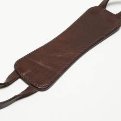 Pre Owned Fendi Dark Brown Embossed Leather Buckle Flap Shoulder Bag