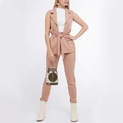 Pre Owned Fendi Khaki/White Perforated Leather Mini Mon Tresor Bucket Bag